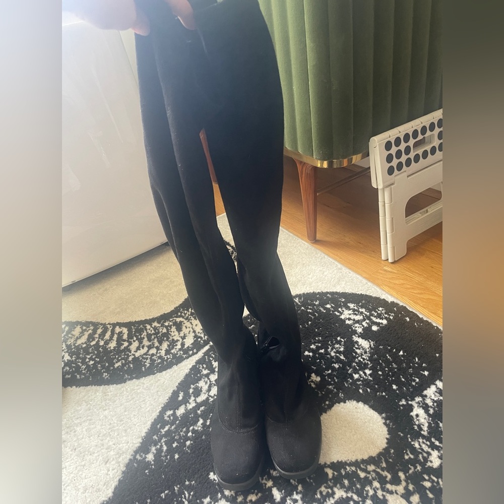 Over the knee suede boots
